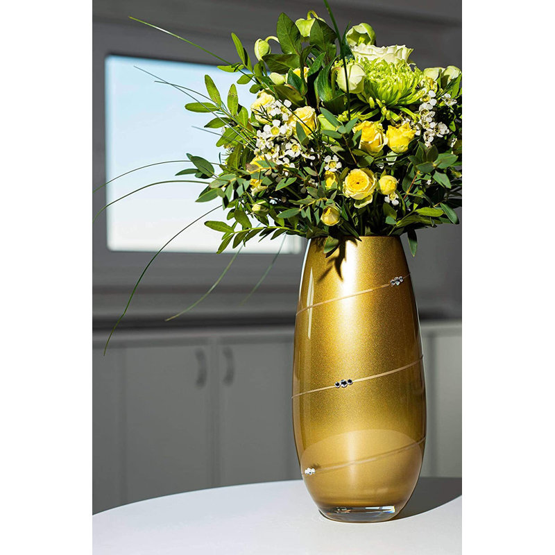 Crystal Table Vase, Gold