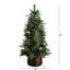 4Ft. Pre-Lit Artificial Mixed Pine Snowed Christmas Tree With Pinecones In Decorative Planter With 60 Warm White LED Lights