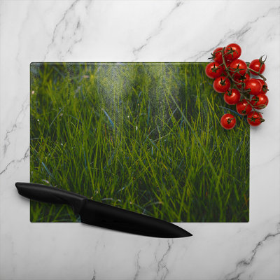 Fresh grass background, natural grass Designer Glass Chopping Board