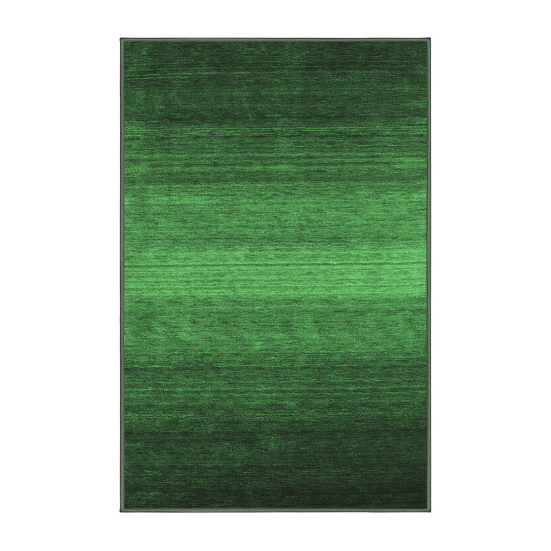 Tapis contemporains vert émeraude lavable à la machine 1781, Rectangle 2 pi x 3 pi