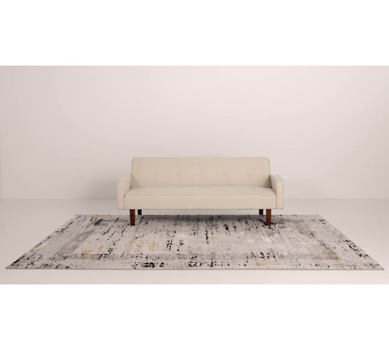 Amelia Grey and Gold Abstract Hand-knotted Rug