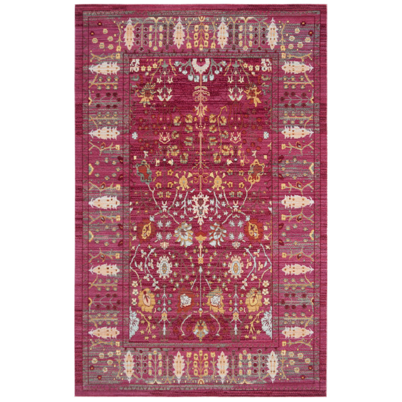 Tapis fuchsia à motif oriental Chantae, Rectangle 4 pi x 6 pi