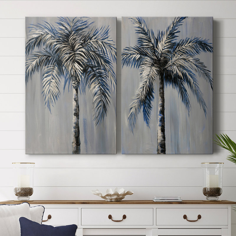 Palm Magic Evening I - Toile tendue avec châssis de qualité supérieure - Prêt à être accroché, H 60 po x l 40 po