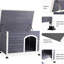 Niche moyenne pour chien en gris, imperméable, plancher surélevé, abri moyen en bois pour matériaux, utilisation pratique-1466623307