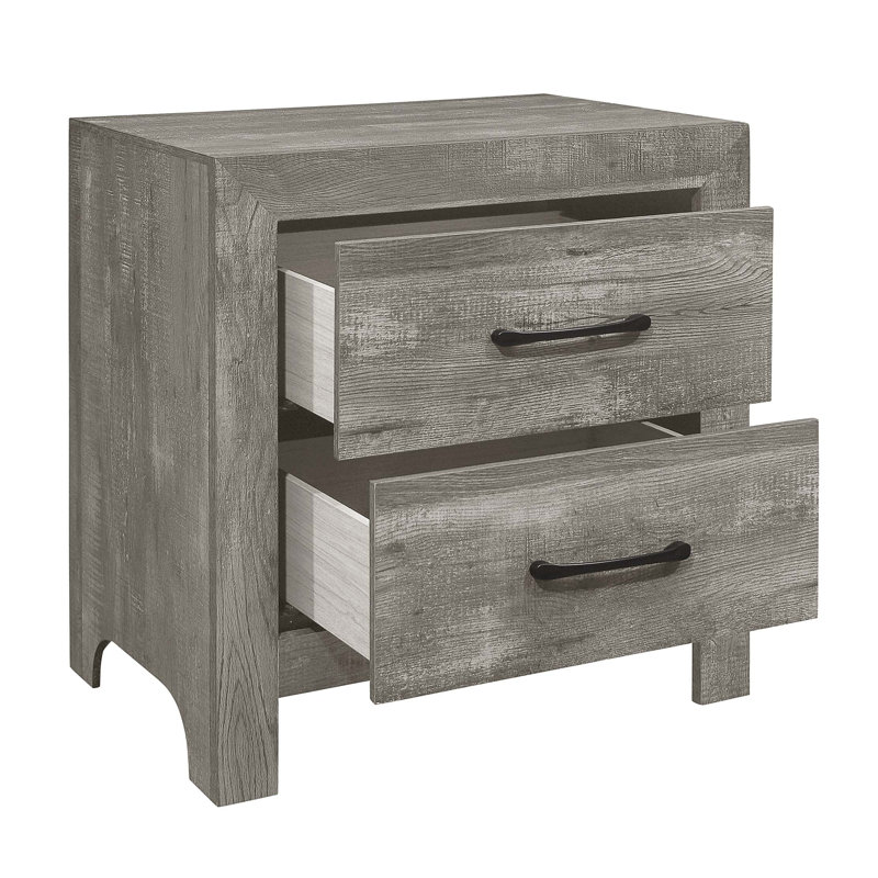 Table de chevet de style rustique 1Pc avec 2 tiroirs de style transitionnel