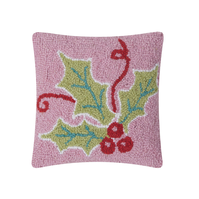 Floral Wool and Velvet Throw Pillow