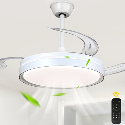 Ventilateur de plafond blanc à 3 pales de 42 po avec lumières et télécommande, dernier ventilateur à 6 vitesses à courant continu pour salon, chambre à coucher
