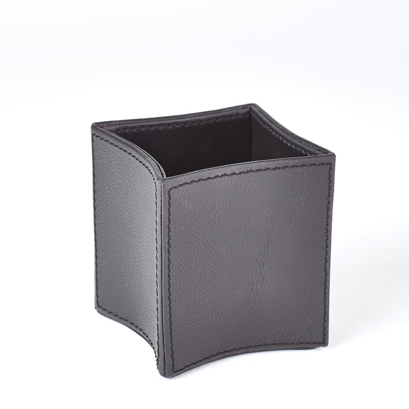 Tabron Folded Leather Pencil Cup, Black