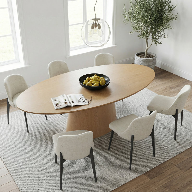 Nina 7-Piece Oval Dining Table Sets, Oak