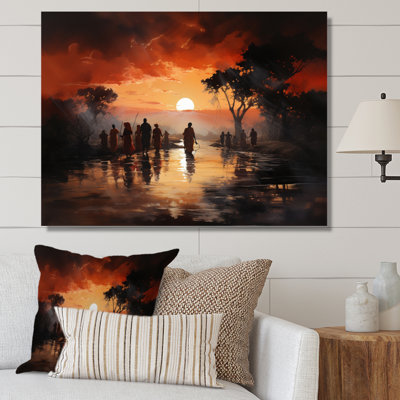 Paysage africain obscur sur toile