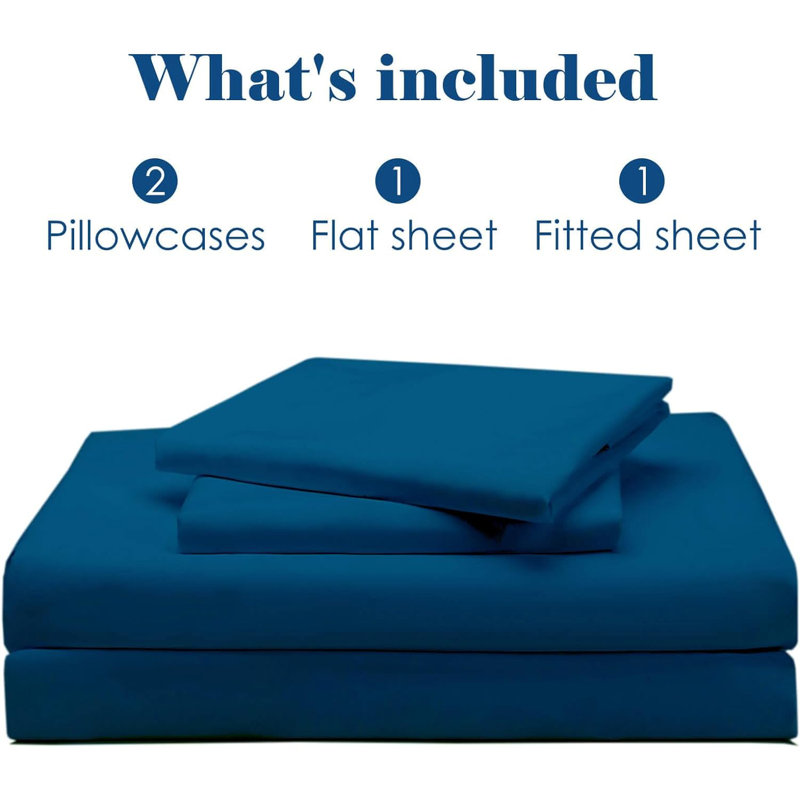 Ensemble de draps en microfibre douce, Ensemble de draps pour très grand lit + un drap-h, Bleu