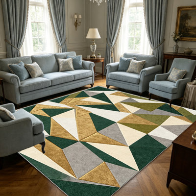 Tapis en mosaïque olive olive pour le salon, doux et confortable, convient à toutes les saisons, facile à entretenir, tapis de sol intérieur lavable à la machine, sous la table de ferme convenant à la chambre à coucher, à la salle à manger, au bureau, au patio, au balcon, à la décoration intérieure