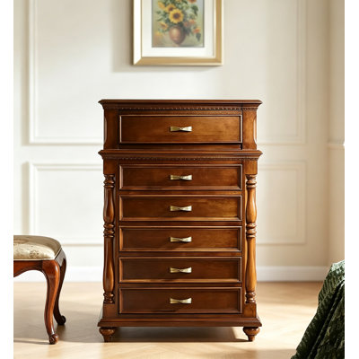Commode américaine à cinq tiroirs en bois massif pour coiffeuse de chambre, meuble de rangement multifonctionnel
