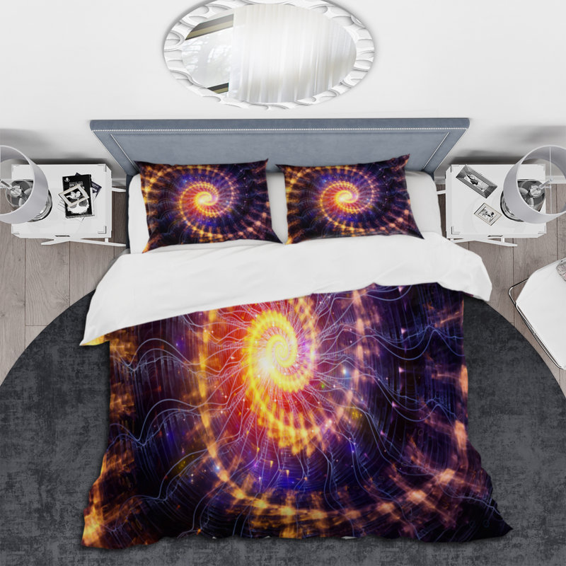 Ensemble de housse de couette Spiral Fractal Geometric X - Microfibre polyester