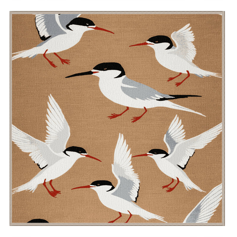 Washable Common Tern Birds Area Rug, Square 3'