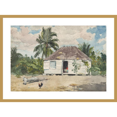 «Native Huts Nassau» par Winslow Homer, impression giclée sur cadre