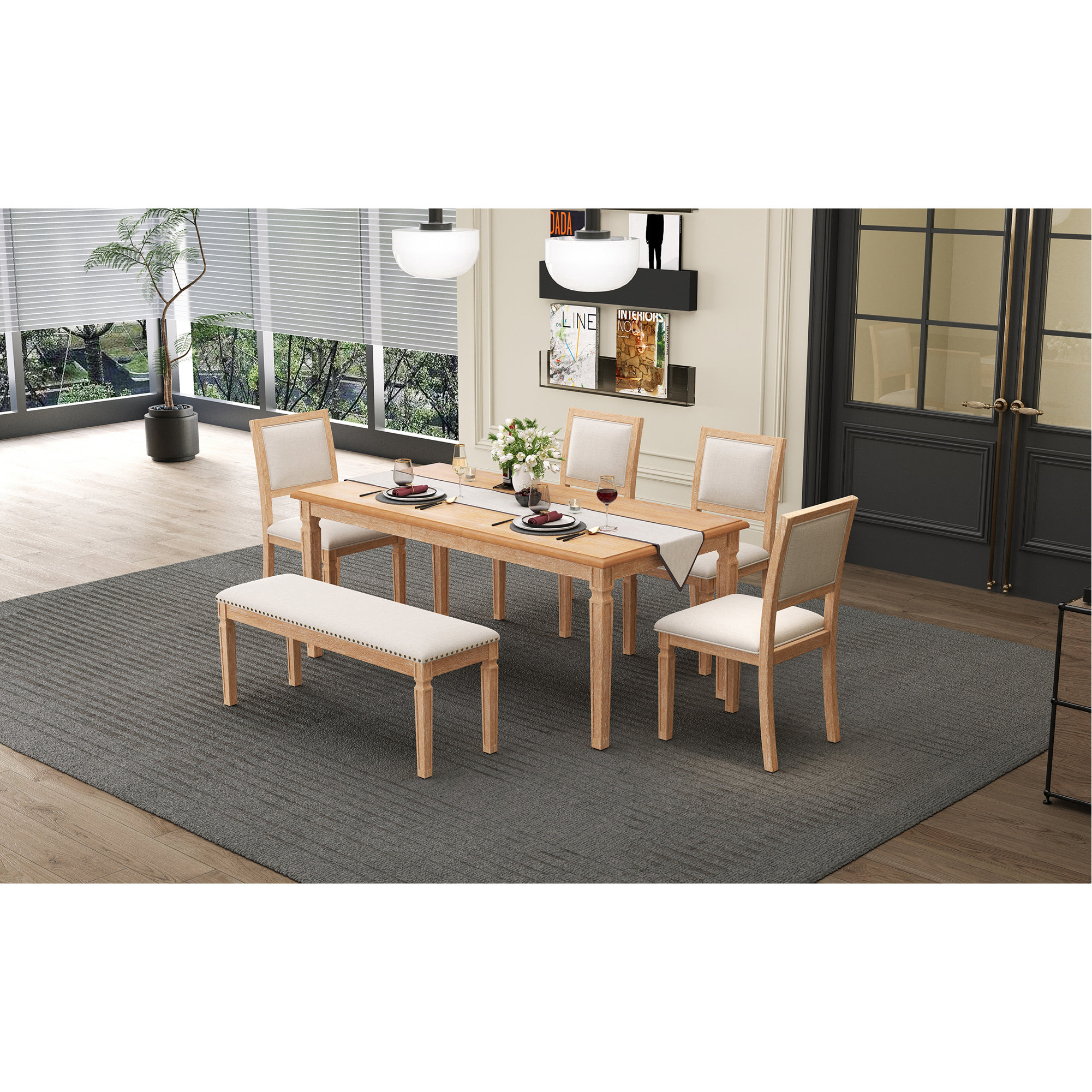 August Grove Vintage Extendable Dining Table Set For 6 With 4 Chairs ...