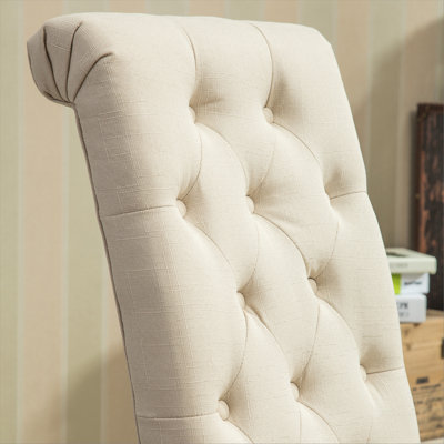 Chaise de salle à manger parsons capitonnée en bois massif Habit, brun clair