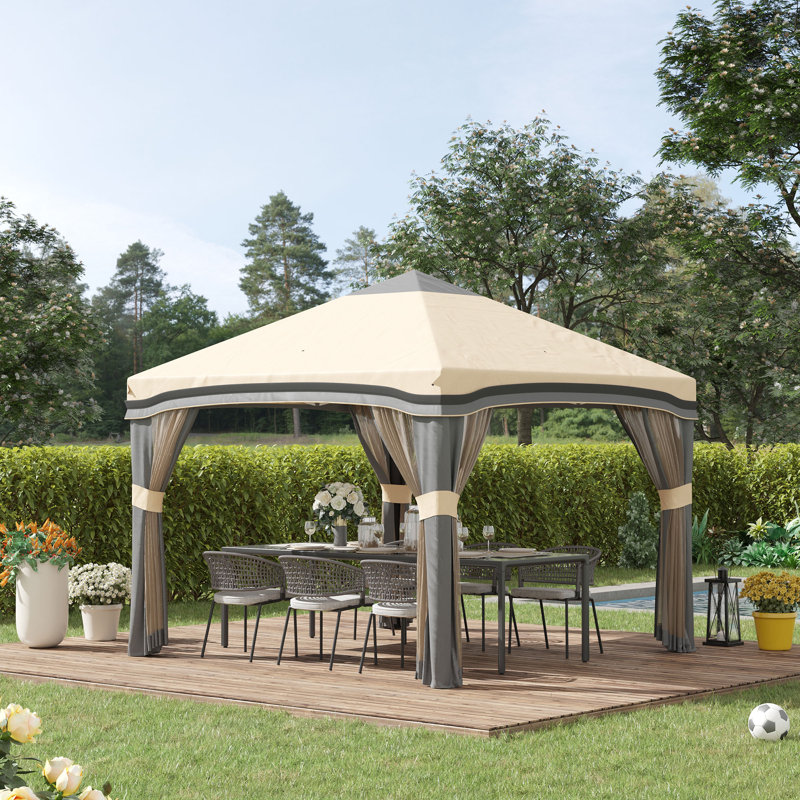 Auvent avec moustiquaire 10 pi x 10 pi Outsunny, gris