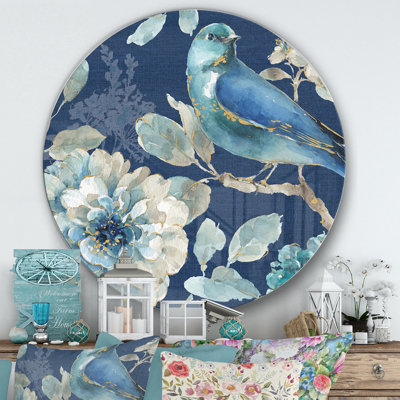 Indigold Bird Cottage Family III - reproduction d'art sur cercle en métal