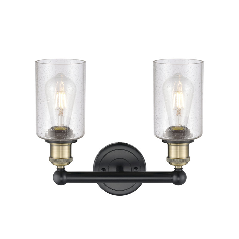 Éclairage pour meuble-lavabo à 2 lumières 12,875 pouces Caldello, Laiton antique noir, Bullé
