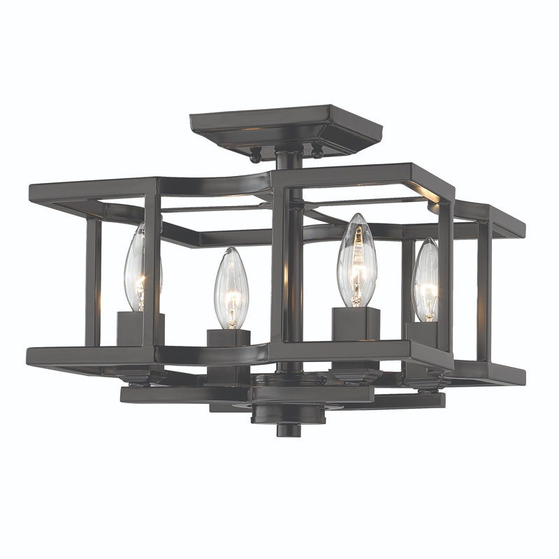 Plafonnier semi-encastré 4 lumières 12,5 po Ginette, Noir mat