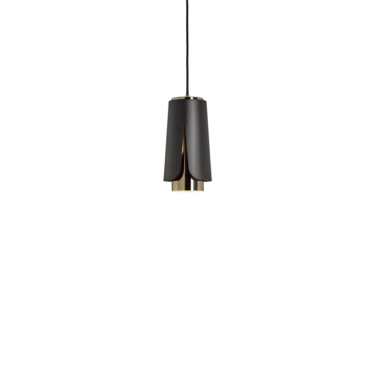 Tulipa 1 - Light Chrome Unique/Statement Pendant, Matt Black/Luxury Gold