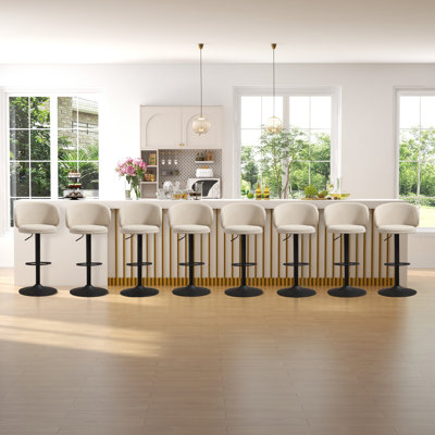Marja 17.7" Wide Soft Swivel Upholstered Adjustable Height Bar Stool with Footrest