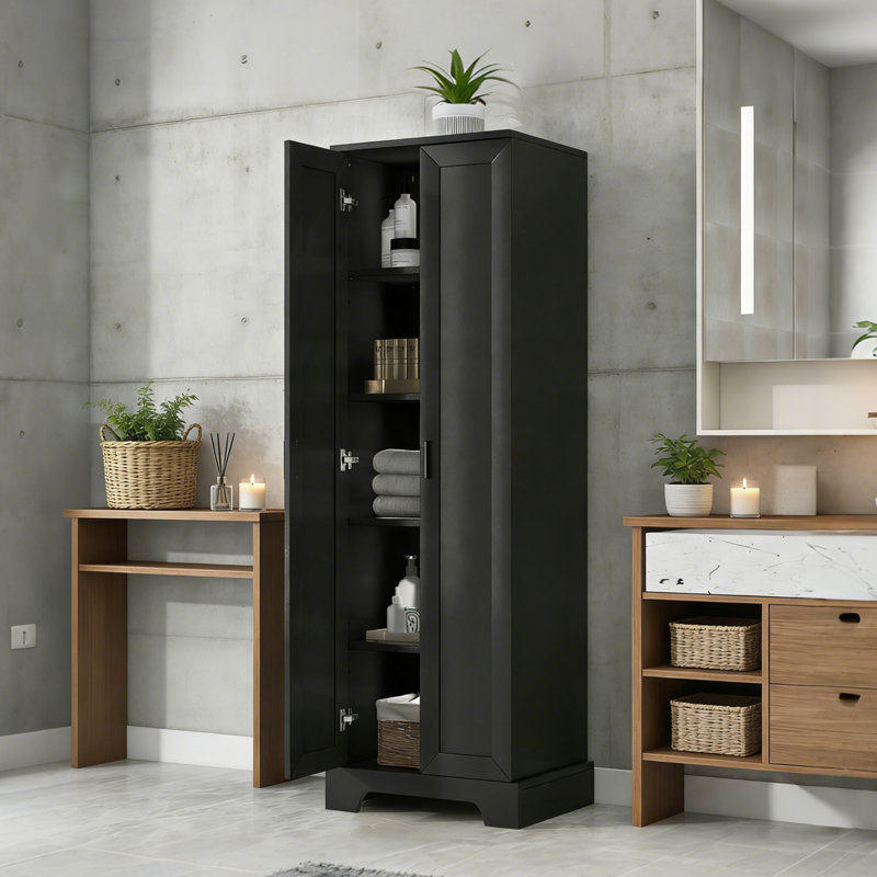Armoire de rangement autoportante avec 2 portes et tablette réglable