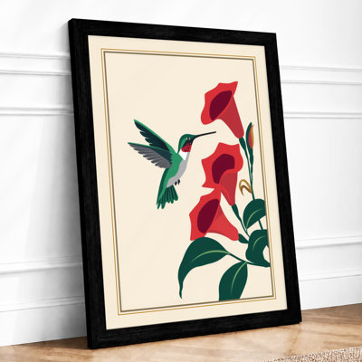 Hummingbird and Trumpets Botanical - Framed Print