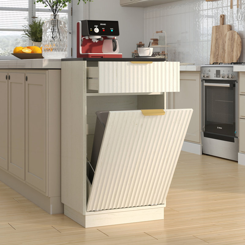 Armoire à poubelle inclinable avec tiroir Vosburgh, Ancient White