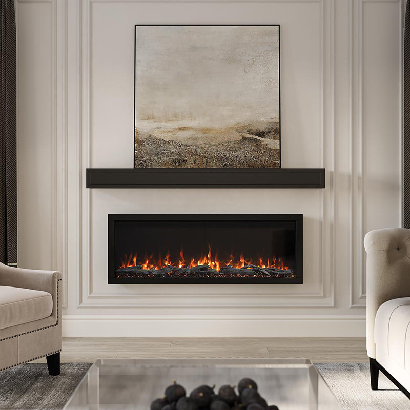 Lotta Wood Fireplace Mantel Shelf - Simple Transitional Design with Grooved Picture Frame Details, 48", Red Mahogany Stain