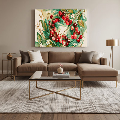 Fruit, cerise acérola beige, art mural sur toile