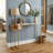 Rectangular White Faux Marble Console Table With Storage For Entryway Hallway Living Room