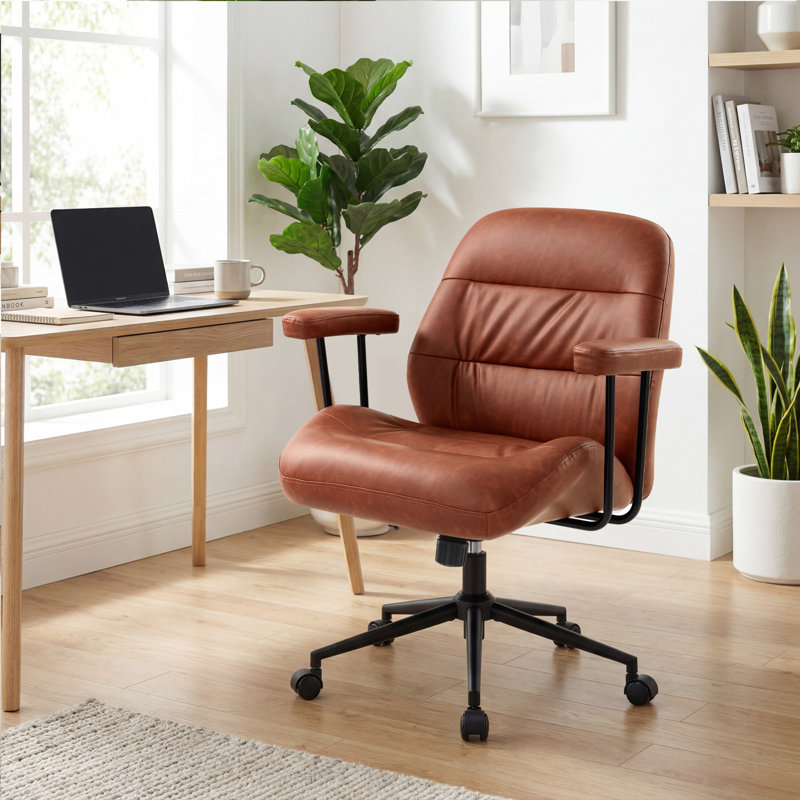 Faux Leather Swivel Armchair, Brown