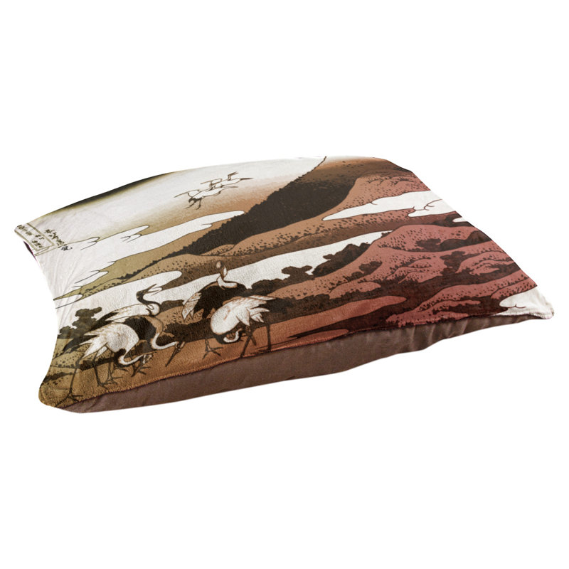 Coussin de concepteur japonais pour grues Burkart, L 19,5 po x l 29,5 po, Orange / Brun foncé