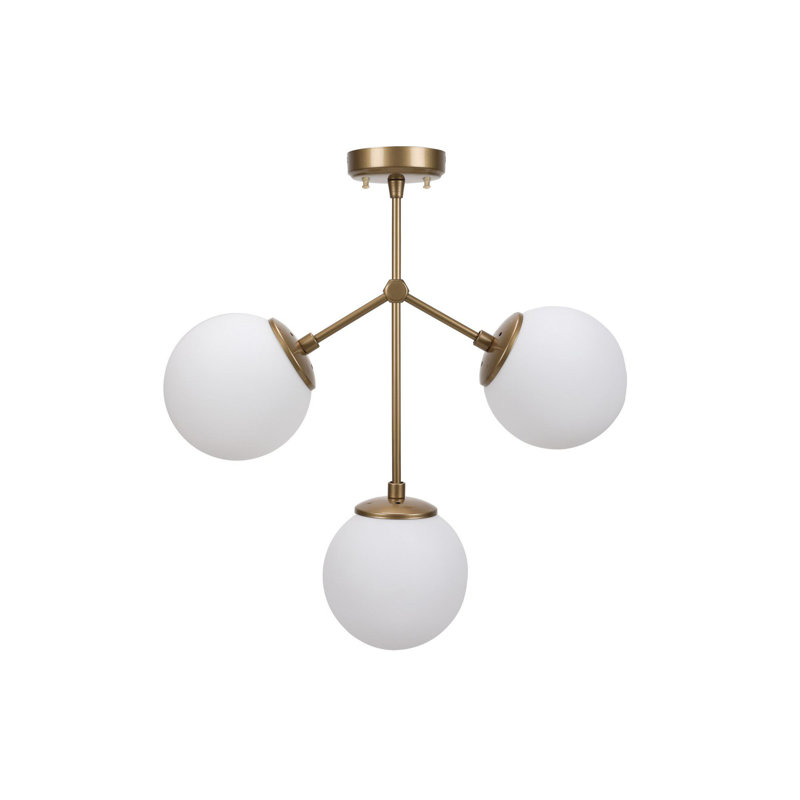 Scandinavian Style Chandelier, Yellow & White, 16.9 x 5.9 x 16.9 inches | Metal Body, Glass Cap, 3 x E27 Max 40W | Includes Setup Instructions | Elegant Lighting for Modern Homes, IP20 Rated