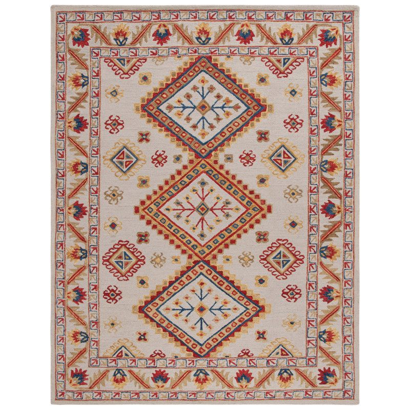 Vahakn Hand Tufted Wool Geometric Rug, Rectangle 8' x 10'