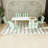 Holiday - 4-Pack Modern Striped Color Block Chairs - Waterproof PP Seat & Sturdy Metal Legs, Indoor/Outdoor Dining Set for Patio, Balcony, Café (White & Green)