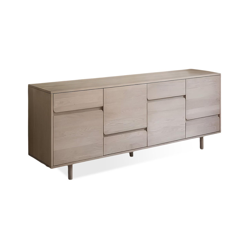 Modern Beige Solid Wood Sideboard, 31.5" H x 70.87" W x 17.72" D