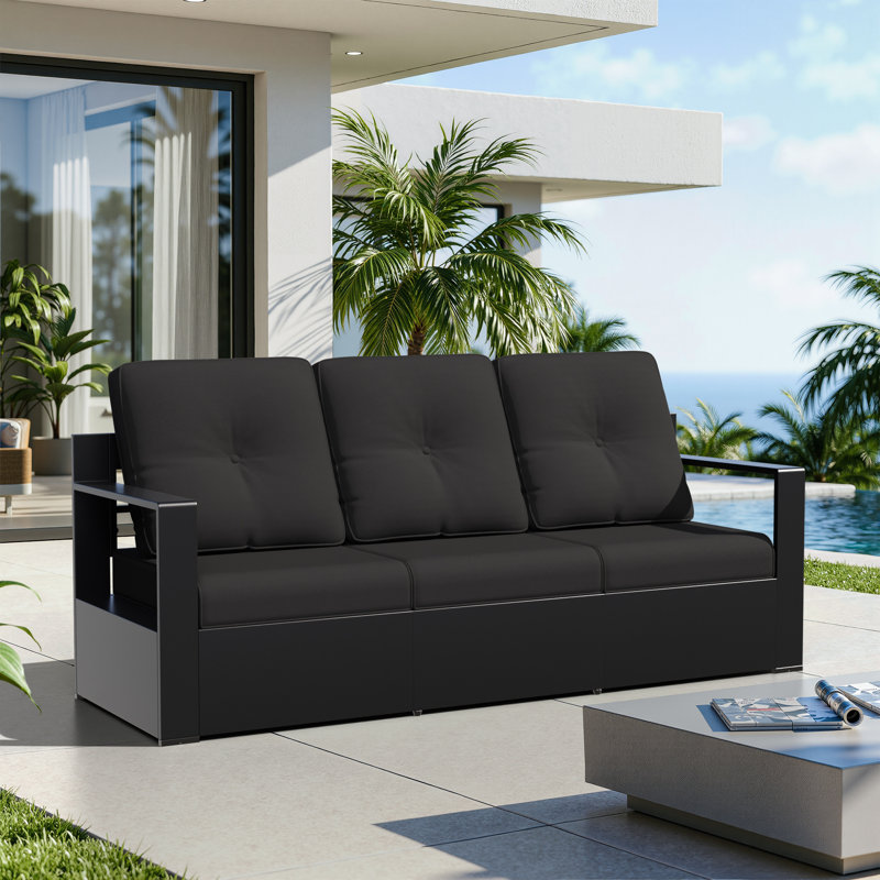  Adwin Outdoor 4"Deep Seat Cushion Set With Olefin Fabric,6 Colors Available(Set of 4), Black, 4