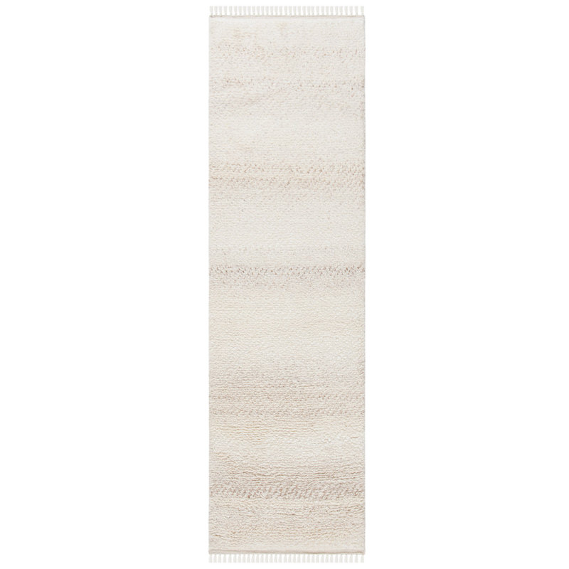 Tapis beige en laine noué à la main Garland Powell, Tapis de couloir 2 pi 3 po x 8 pi