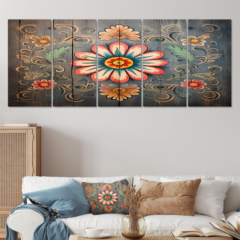 Parley - art mural floral 5 pièces, H 28 po x l 60 po