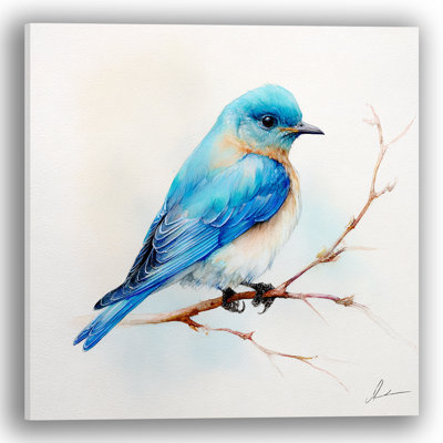 Sky Blue Songbird Wrapped Canvas Wall Art