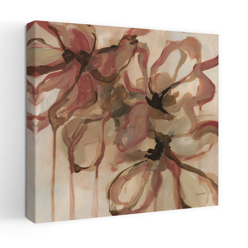Amelia, art floral abstrait contemporain, H 18 po x l 18 po