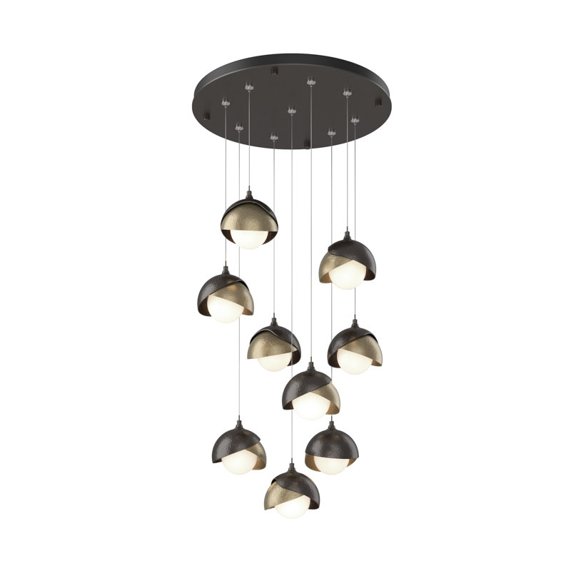 Brooklyn 9 - Light Cluster Geometric Pendant, 10" - 80", Soft Gold, Oil Rubbed Bronze