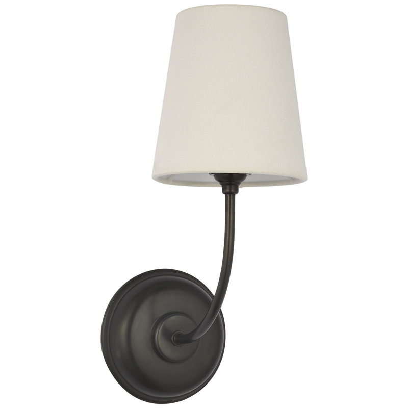 Thomas O'Brien Vendome 16" Cordless Single Sconce with Linen Shade, Bronze