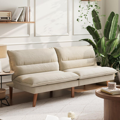  Torrence 71'' Upholstered Channel Tufted Corduroy Convertible Futon