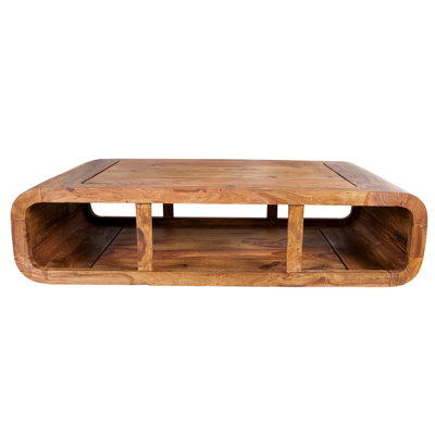 Kiera Solid Wood Floor Shelf Coffee Table with Storage