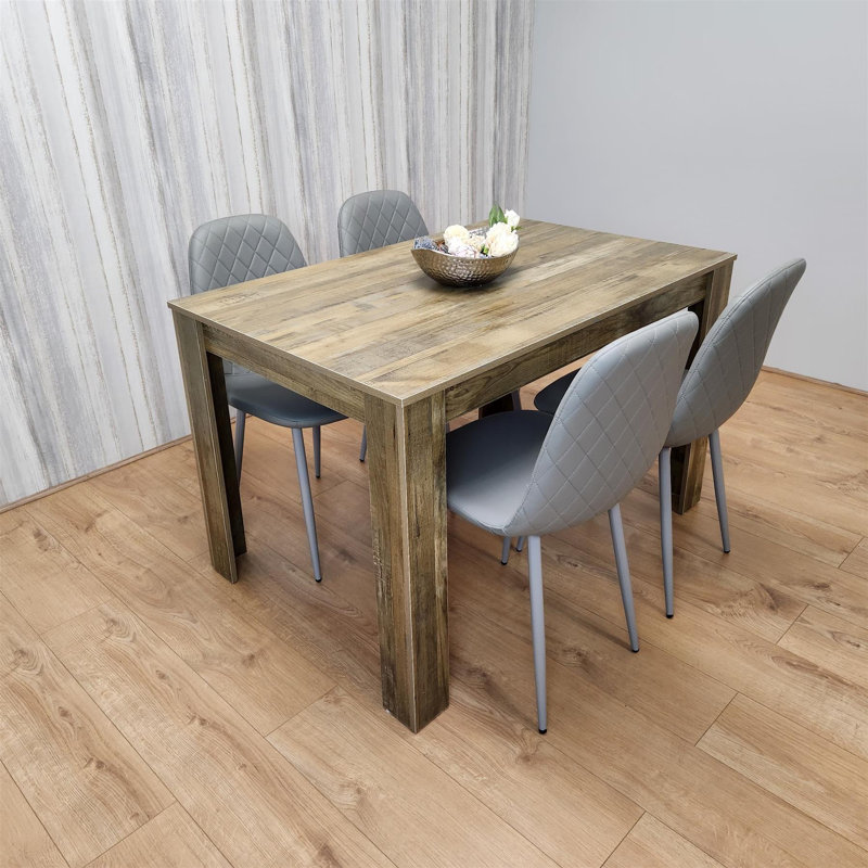 Aghaboy 4 - Person Dining Set, Natural, Grey, 75cm H x 117cm W x 77cm D